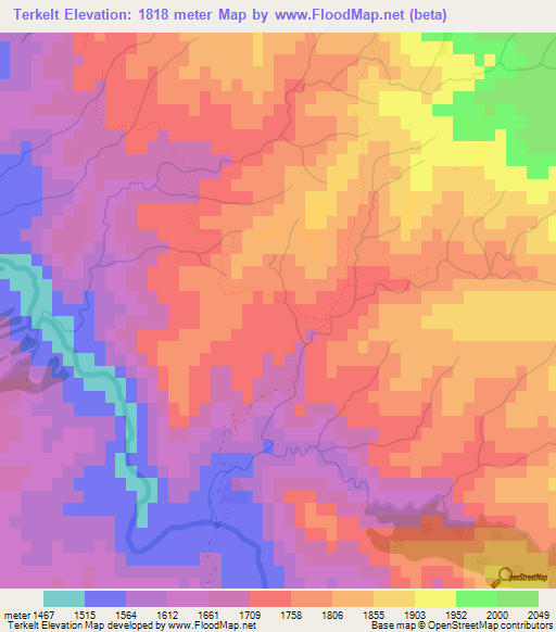 Terkelt,Morocco Elevation Map