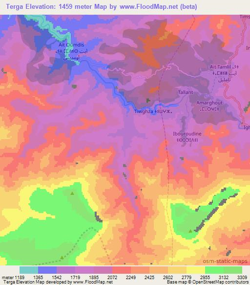 Terga,Morocco Elevation Map