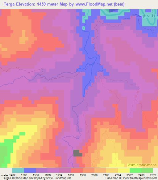 Terga,Morocco Elevation Map