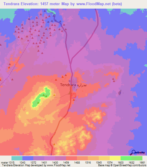 Tendrara,Morocco Elevation Map