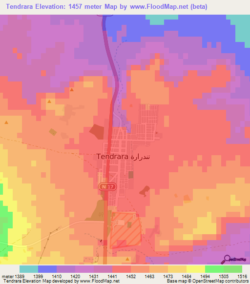 Tendrara,Morocco Elevation Map