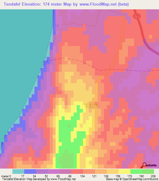 Tendafel,Morocco Elevation Map