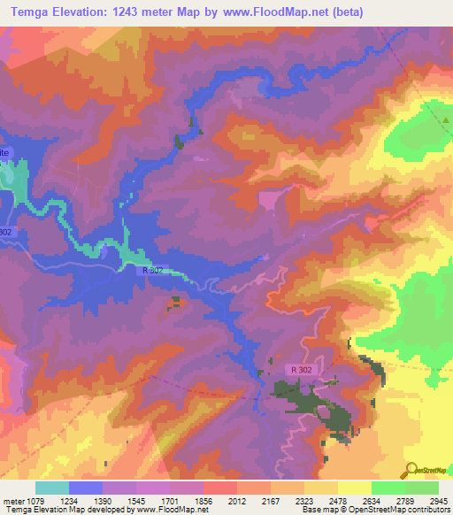 Temga,Morocco Elevation Map