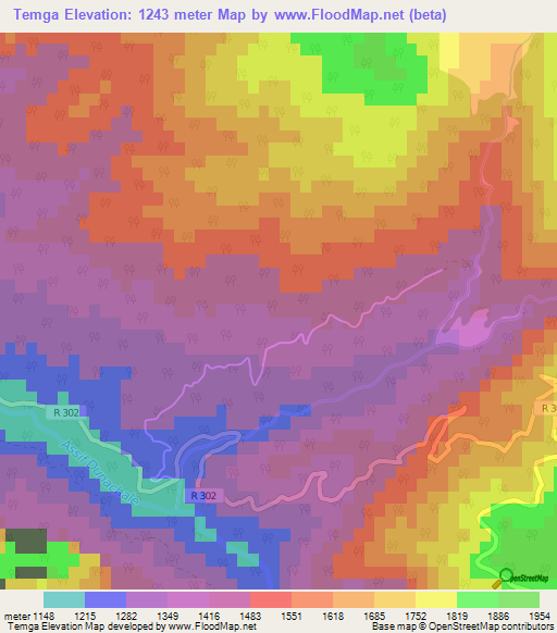 Temga,Morocco Elevation Map