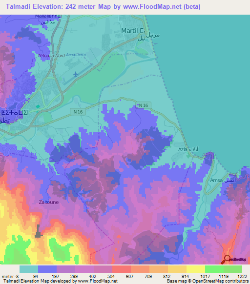 Talmadi,Morocco Elevation Map