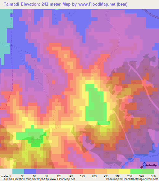 Talmadi,Morocco Elevation Map