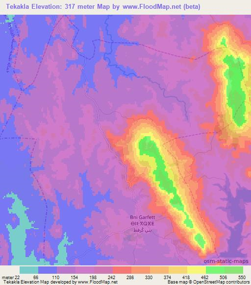 Tekakla,Morocco Elevation Map