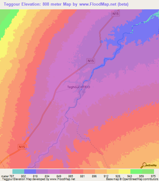 Teggour,Morocco Elevation Map