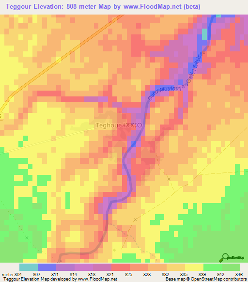 Teggour,Morocco Elevation Map