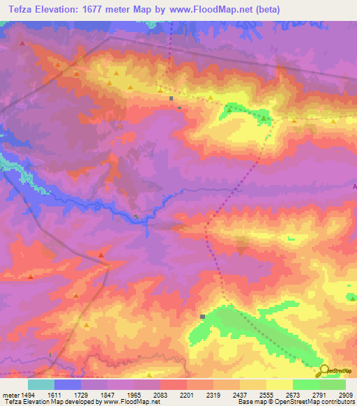 Tefza,Morocco Elevation Map