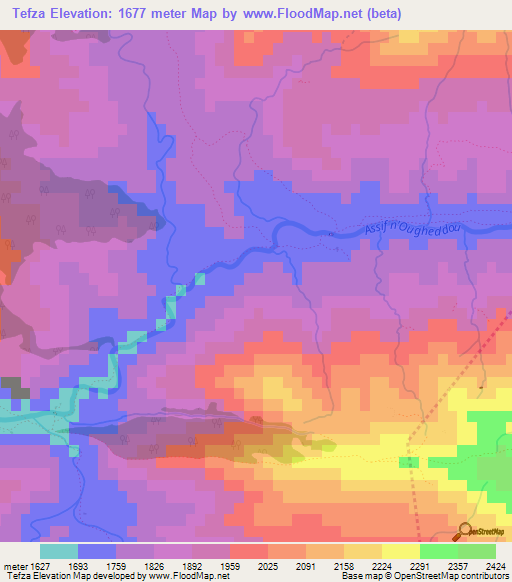 Tefza,Morocco Elevation Map