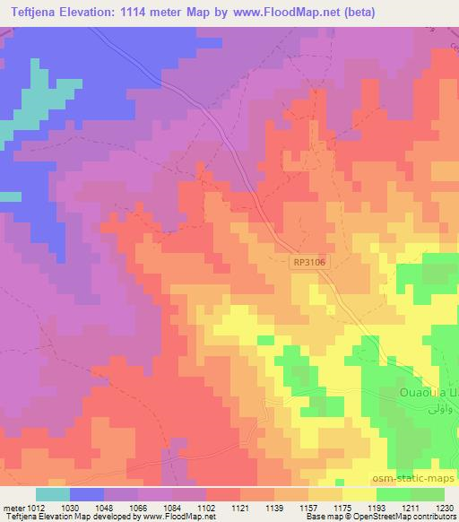 Teftjena,Morocco Elevation Map