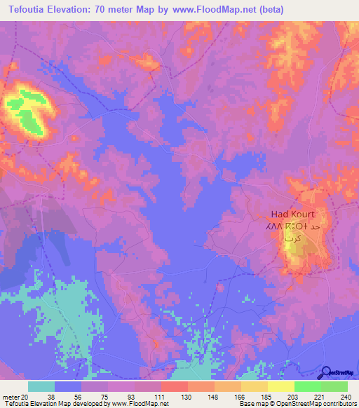 Tefoutia,Morocco Elevation Map