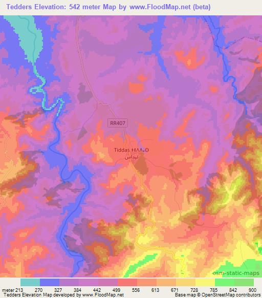 Tedders,Morocco Elevation Map