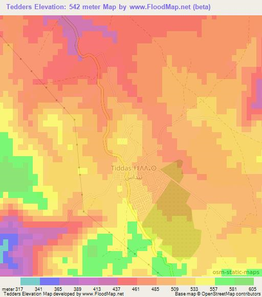 Tedders,Morocco Elevation Map