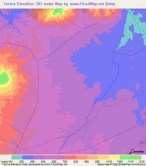 Techra,Morocco Elevation Map