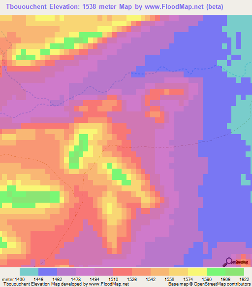 Tbououchent,Morocco Elevation Map