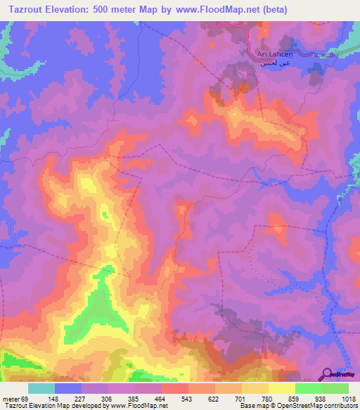 Tazrout,Morocco Elevation Map