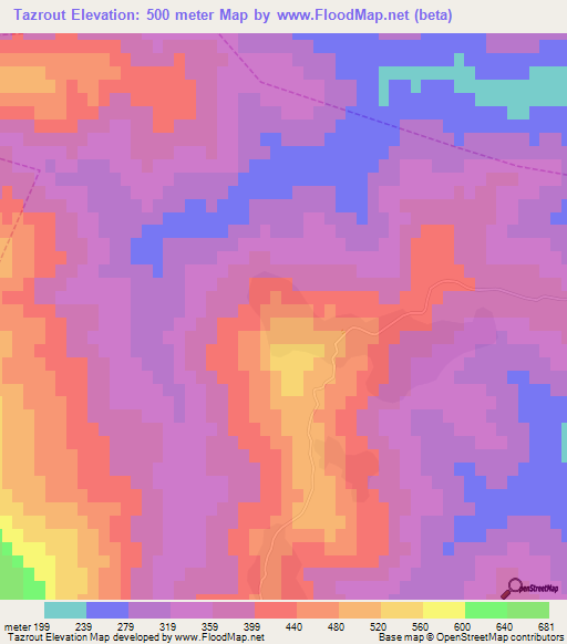 Tazrout,Morocco Elevation Map