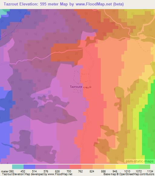 Tazrout,Morocco Elevation Map