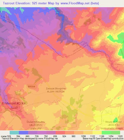 Tazrout,Morocco Elevation Map