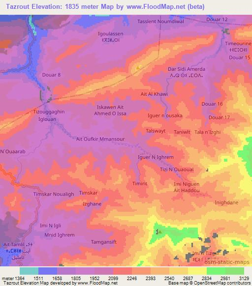 Tazrout,Morocco Elevation Map