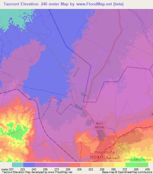 Tazrourt,Morocco Elevation Map