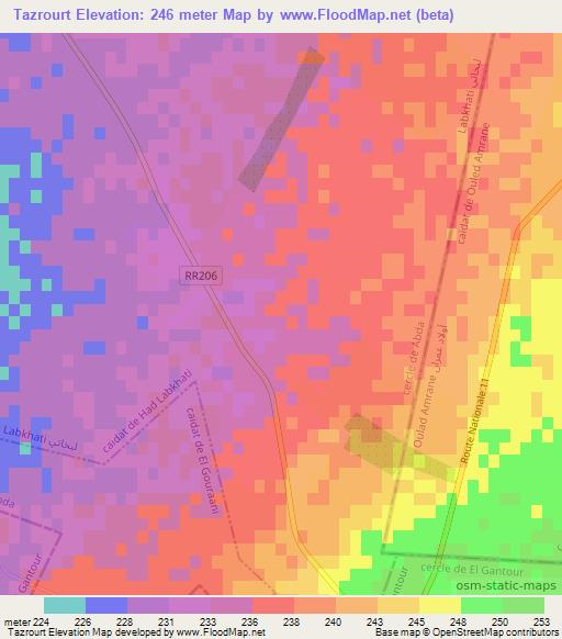 Tazrourt,Morocco Elevation Map