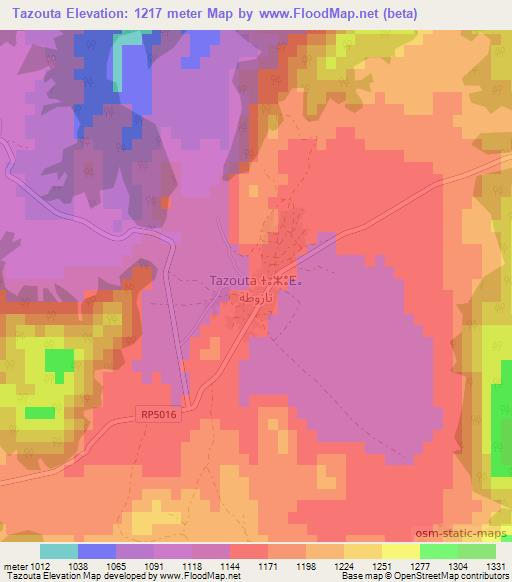 Tazouta,Morocco Elevation Map