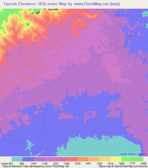 Tazoult,Morocco Elevation Map