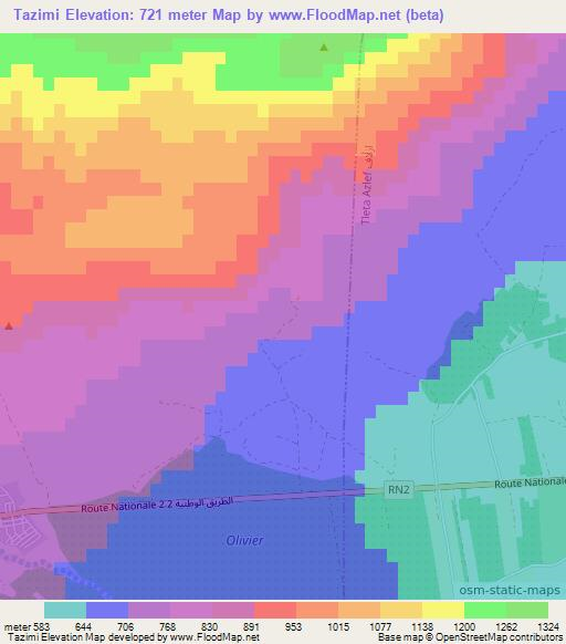 Tazimi,Morocco Elevation Map