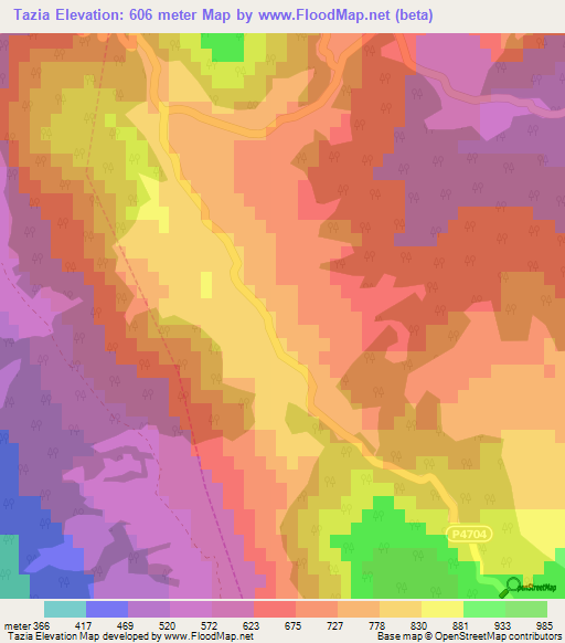 Tazia,Morocco Elevation Map