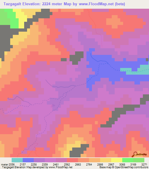 Tazgagalt,Morocco Elevation Map