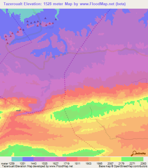 Tazeroualt,Morocco Elevation Map