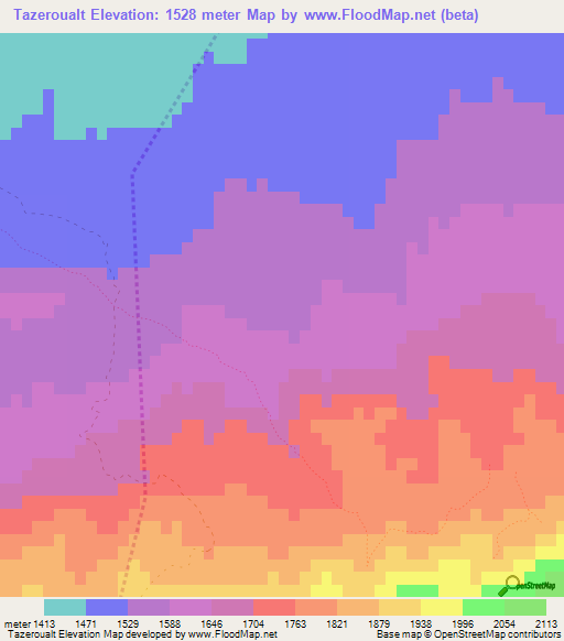 Tazeroualt,Morocco Elevation Map