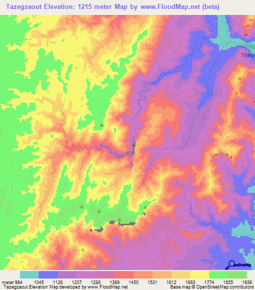 Tazegzaout,Morocco Elevation Map