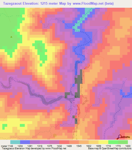 Tazegzaout,Morocco Elevation Map