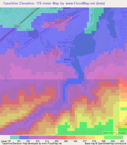 Tazarhine,Morocco Elevation Map