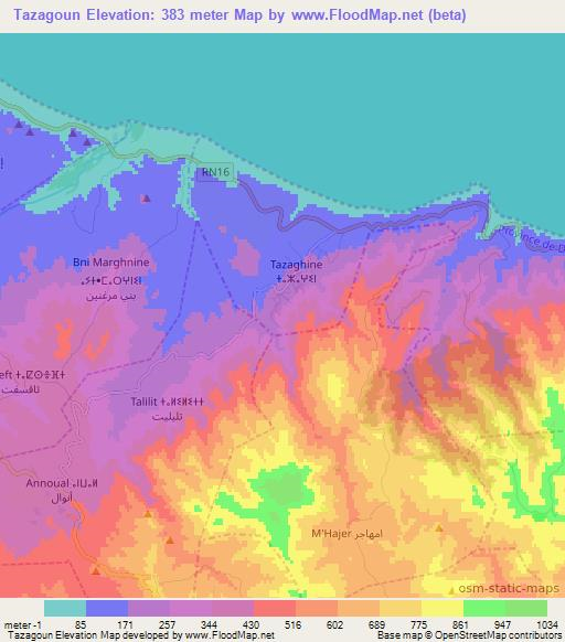 Tazagoun,Morocco Elevation Map