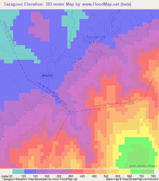 Tazagoun,Morocco Elevation Map