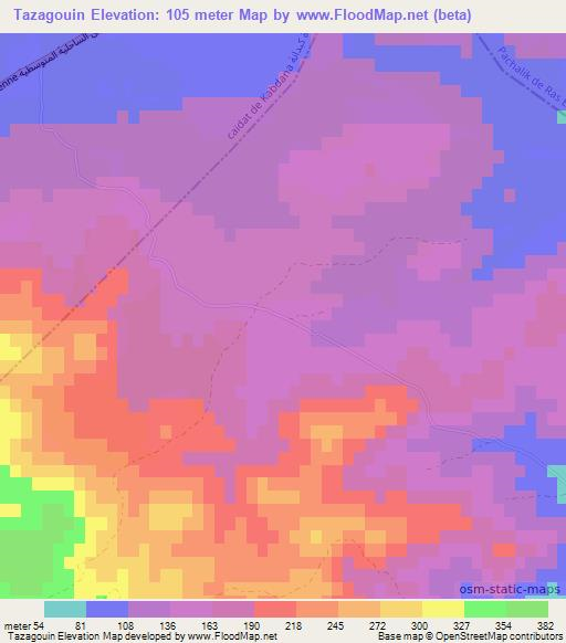 Tazagouin,Morocco Elevation Map