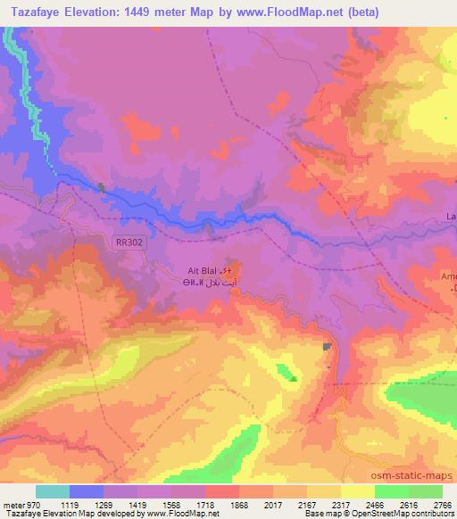 Tazafaye,Morocco Elevation Map