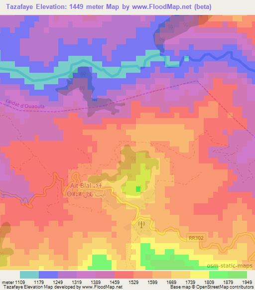 Tazafaye,Morocco Elevation Map