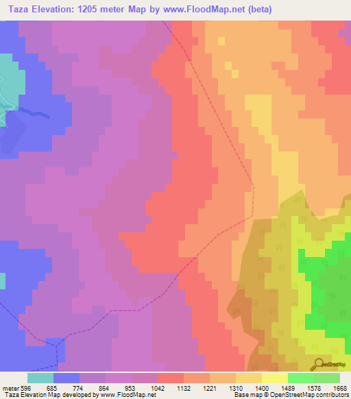 Taza,Morocco Elevation Map