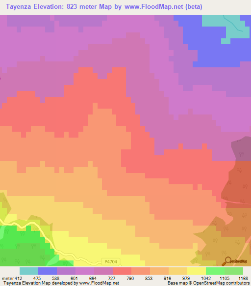 Tayenza,Morocco Elevation Map