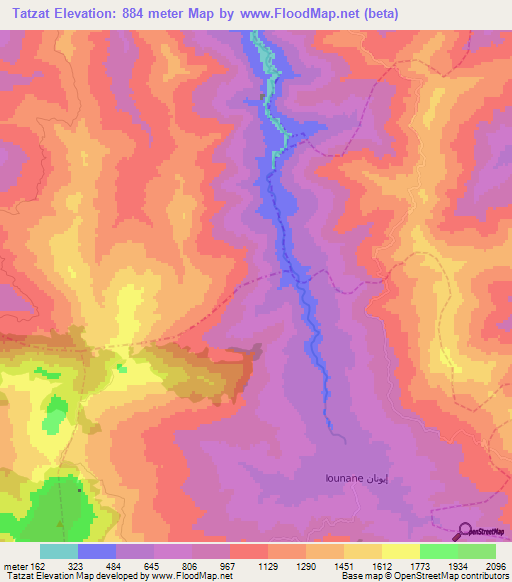 Tatzat,Morocco Elevation Map