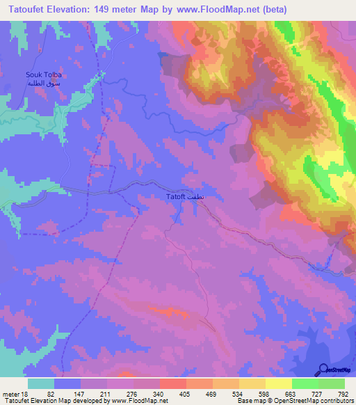 Tatoufet,Morocco Elevation Map