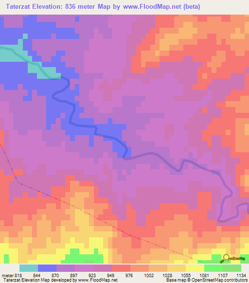 Taterzat,Morocco Elevation Map