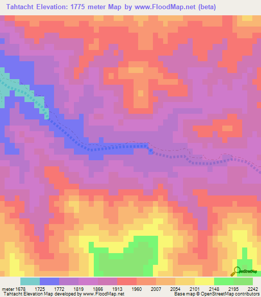 Tahtacht,Morocco Elevation Map