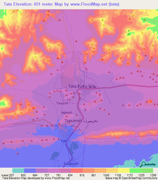 Tata,Morocco Elevation Map